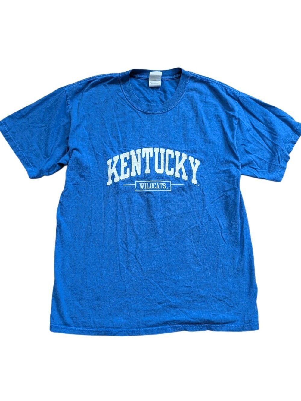 University of Kentucky Mens Wildcat Blue White Embroidered Cotton Tee Size Large